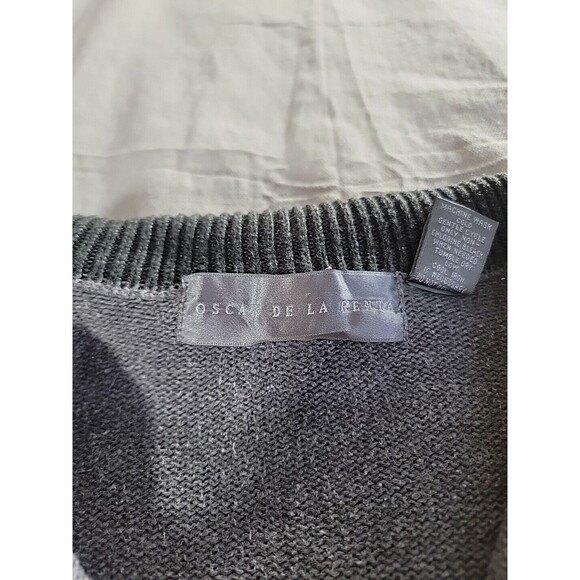 Oscar De La Renta Sweater Mens L 1/4 Zip Pullover Gray Preppy Casual Soft Knit - Picture 2 of 12
